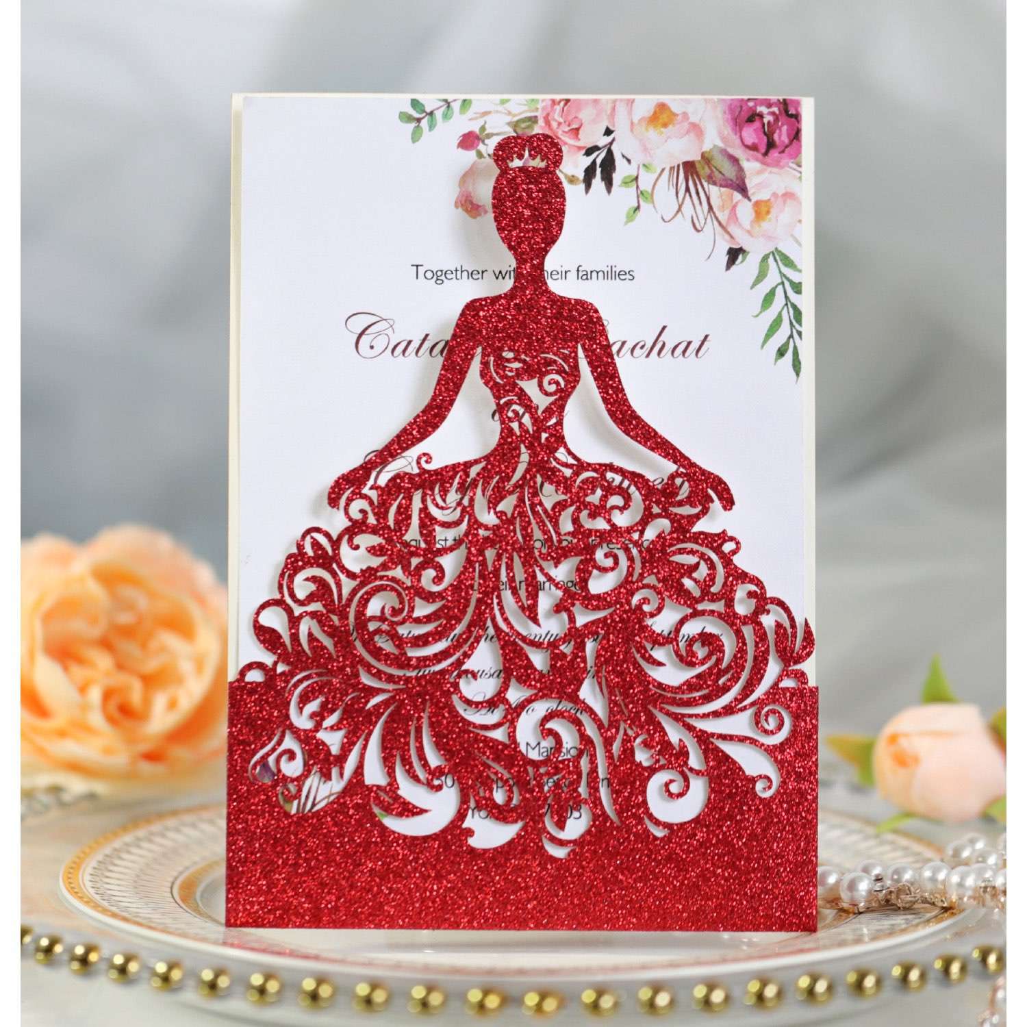 Laser Cut Wedding Invitation Card Valentine's Day Beautiful Girl